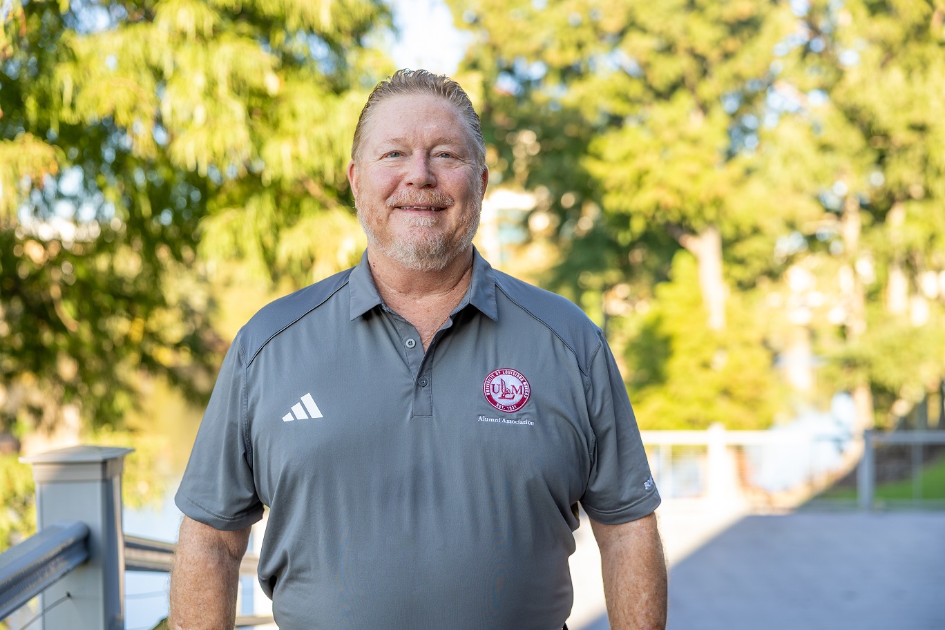 Photo of Shawn McCoy Portrait of Shawn McCoy ULM Alumni Association Board Vice President Operations, standing on campus near the bayou.