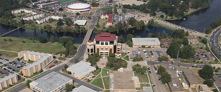 aerial photo of ULM campus