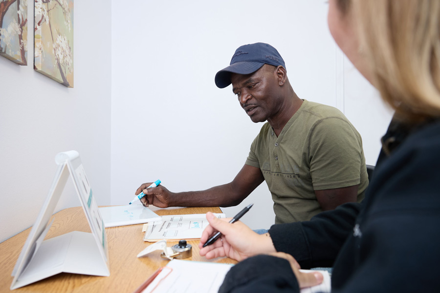 adult client with aphasia receiving services